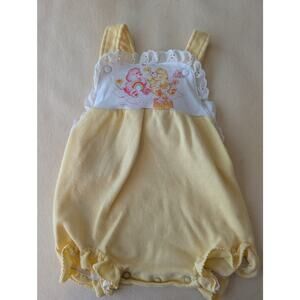 Vintage 80s Carters Carebare Baby Bodysuit Bubble Romper Yellow Eyelet Cottage